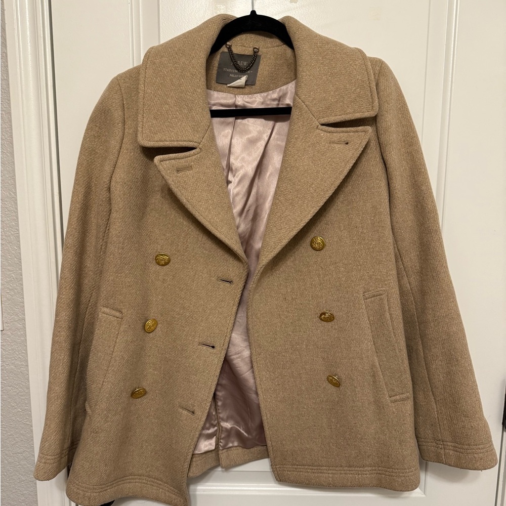 J. Crew Tan Pea Coat with Gold Buttons - Picture 4 of 4